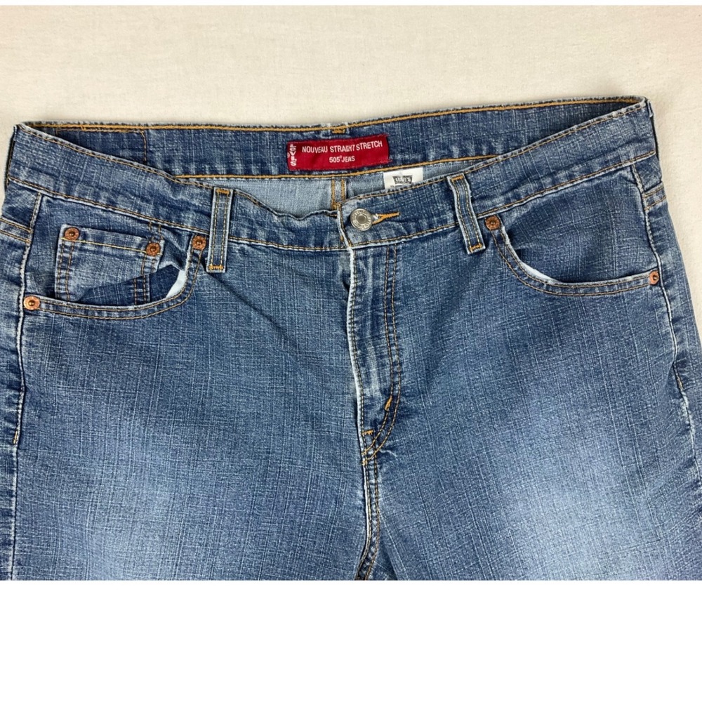 Levi Strauss 505 Jeans Straight Stretch Blue Denim Women Size 14 M (Jan 2003) - Picture 3 of 15